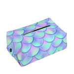 Blue Mermaid Scales Pattern Print Rectangle Tissue Box Cover