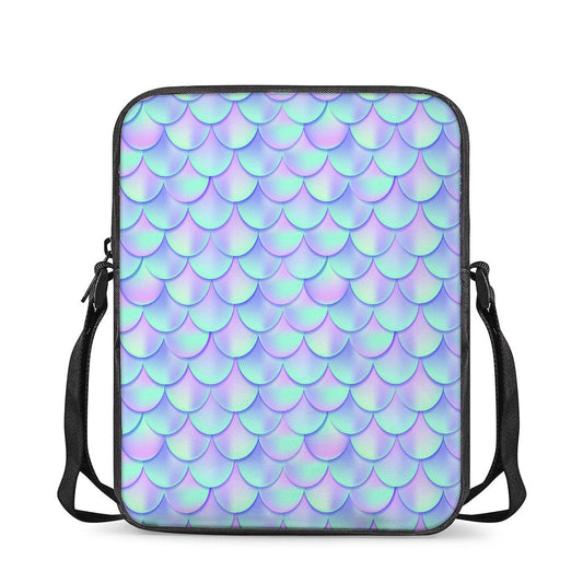 Blue Mermaid Scales Pattern Print Rectangular Crossbody Bag