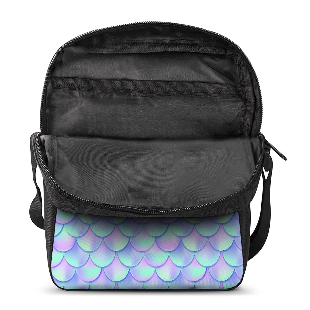 Blue Mermaid Scales Pattern Print Rectangular Crossbody Bag