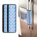 Blue Mermaid Scales Pattern Print Refrigerator Handle Covers