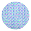 Blue Mermaid Scales Pattern Print Round Blanket