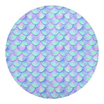 Blue Mermaid Scales Pattern Print Round Blanket