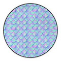 Blue Mermaid Scales Pattern Print Round Floor Mat