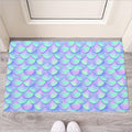 Blue Mermaid Scales Pattern Print Rubber Doormat