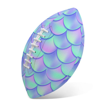 Blue Mermaid Scales Pattern Print Rugby Ball