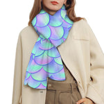Blue Mermaid Scales Pattern Print Scarf