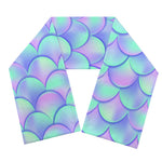 Blue Mermaid Scales Pattern Print Scarf
