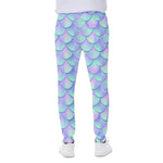 Blue Mermaid Scales Pattern Print Scuba Joggers