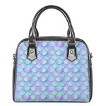 Blue Mermaid Scales Pattern Print Shoulder Handbag