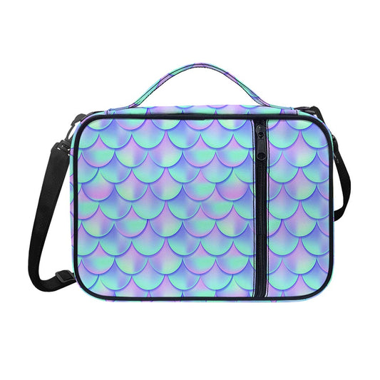 Blue Mermaid Scales Pattern Print Shoulder Strap Bible Bag