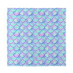 Blue Mermaid Scales Pattern Print Silk Bandana