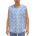 Blue Mermaid Scales Pattern Print Sleeveless Baseball Jersey