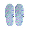 Blue Mermaid Scales Pattern Print Slippers