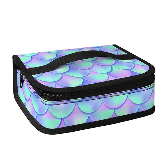 Blue Mermaid Scales Pattern Print Small Lunch Bag
