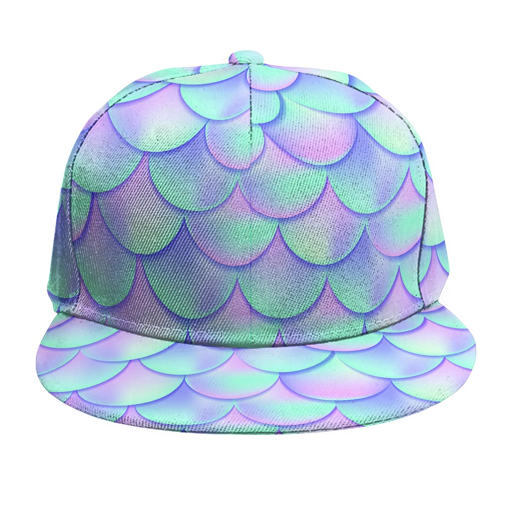 Blue Mermaid Scales Pattern Print Snapback Cap