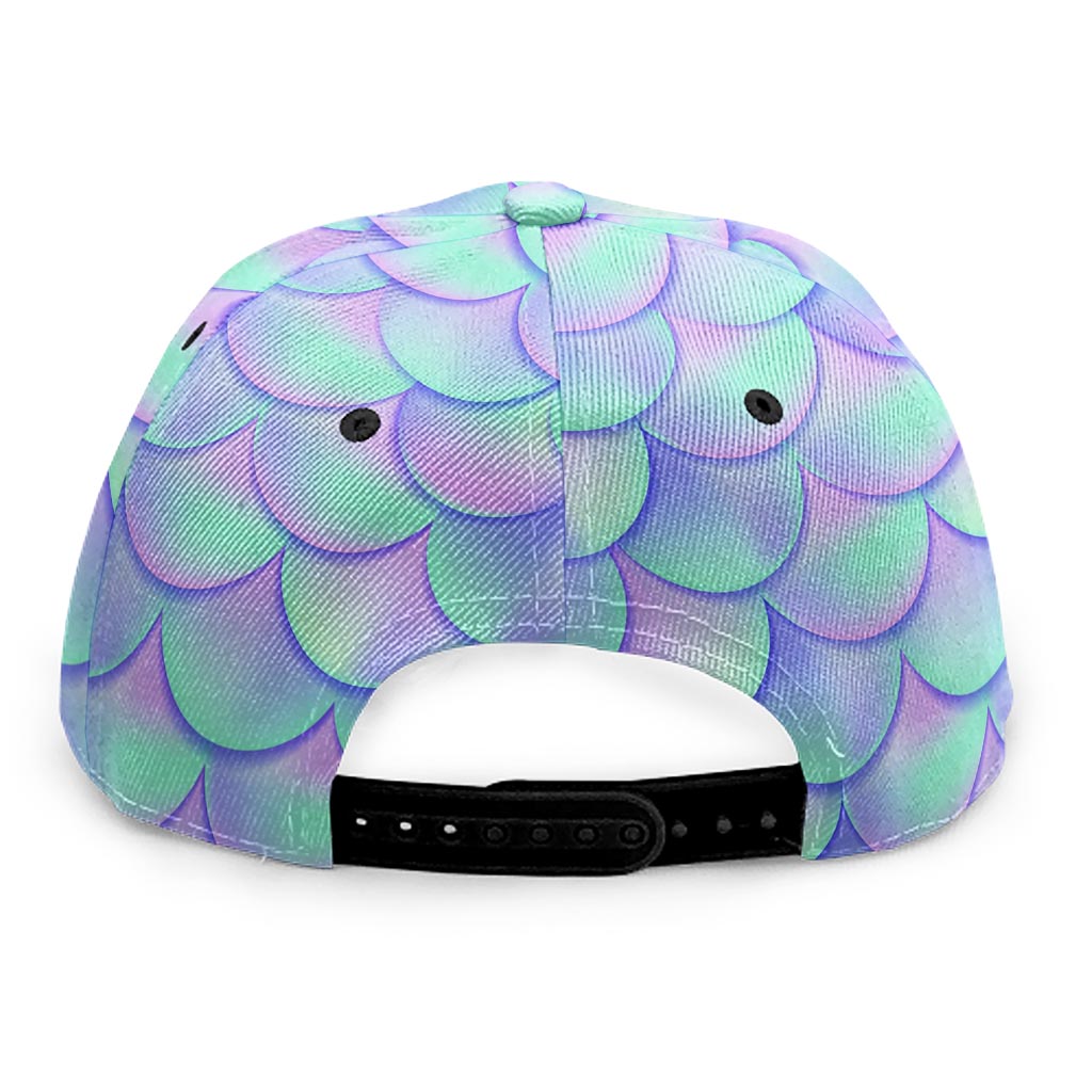 Blue Mermaid Scales Pattern Print Snapback Cap