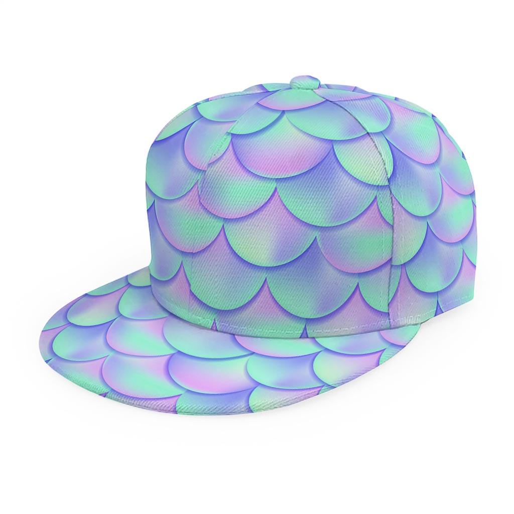 Blue Mermaid Scales Pattern Print Snapback Cap