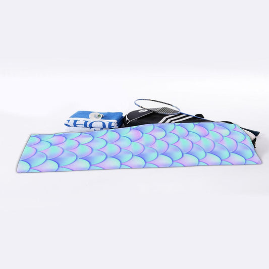 Blue Mermaid Scales Pattern Print Sports Towel