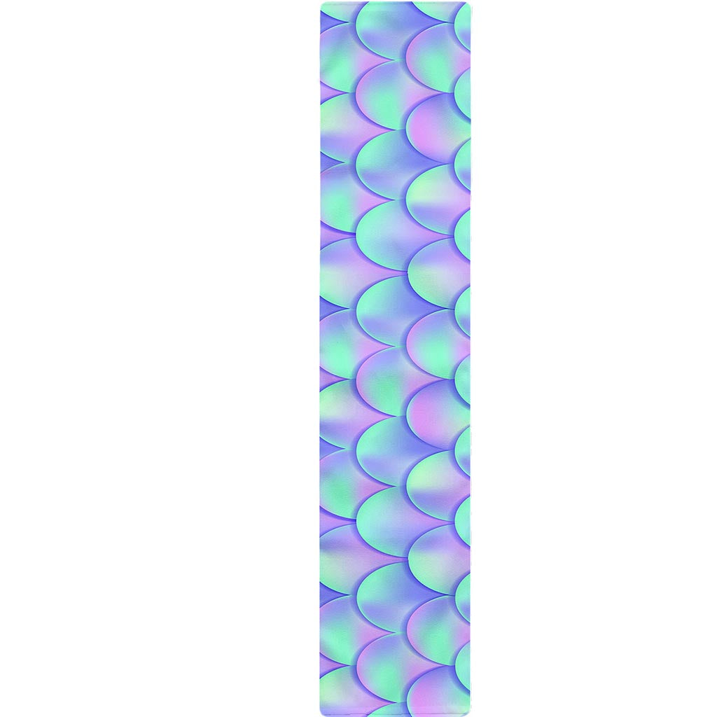 Blue Mermaid Scales Pattern Print Table Runner