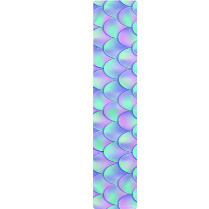 Blue Mermaid Scales Pattern Print Table Runner