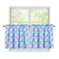 Blue Mermaid Scales Pattern Print Tier Curtains