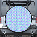 Blue Mermaid Scales Pattern Print Tire Cover