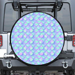 Blue Mermaid Scales Pattern Print Tire Cover