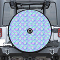 Blue Mermaid Scales Pattern Print Tire Cover With Camera Hole