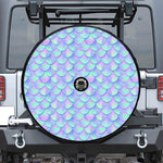 Blue Mermaid Scales Pattern Print Tire Cover With Camera Hole