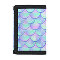 Blue Mermaid Scales Pattern Print Trifold Wallet