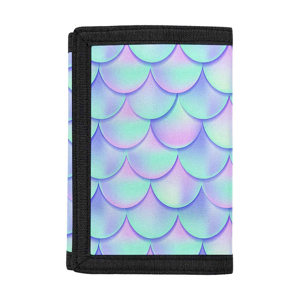 Blue Mermaid Scales Pattern Print Trifold Wallet