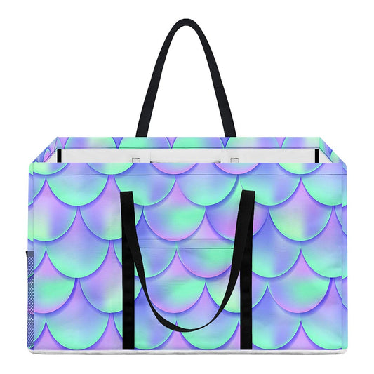 Blue Mermaid Scales Pattern Print Utility Tote Bag