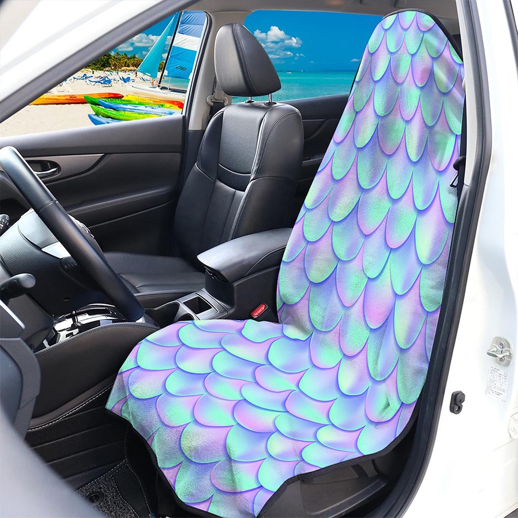 Blue Mermaid Scales Pattern Print Waterproof Car Seat Cover