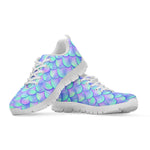 Blue Mermaid Scales Pattern Print White Running Shoes