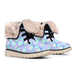 Blue Mermaid Scales Pattern Print Winter Boots