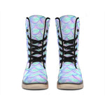 Blue Mermaid Scales Pattern Print Winter Boots