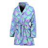 Blue Mermaid Scales Pattern Print Women's Bathrobe