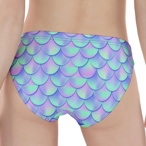 Blue Mermaid Scales Pattern Print Women's Panties