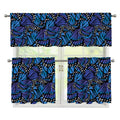 Blue Monarch Butterfly Wings Print 3 Piece Kitchen Curtains
