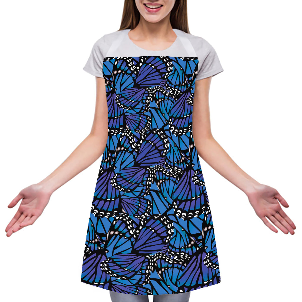 Blue Monarch Butterfly Wings Print Adjustable Apron