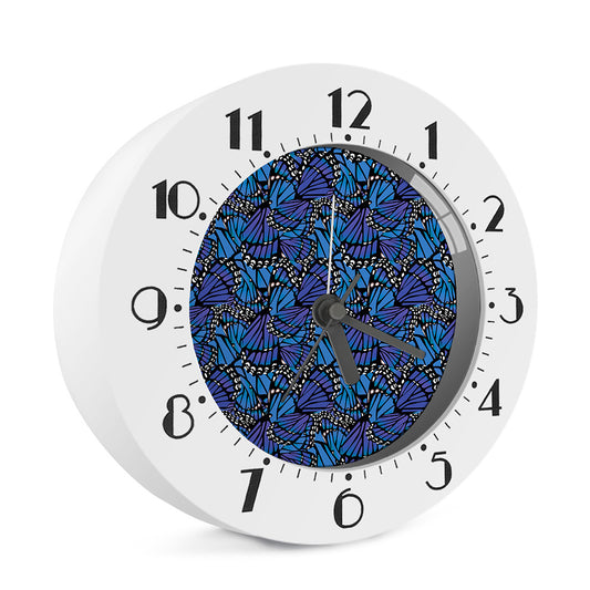 Blue Monarch Butterfly Wings Print Alarm Clock