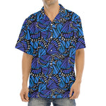 Blue Monarch Butterfly Wings Print Aloha Shirt