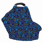 Blue Monarch Butterfly Wings Print Baby Seat Cover