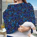 Blue Monarch Butterfly Wings Print Baby Seat Cover