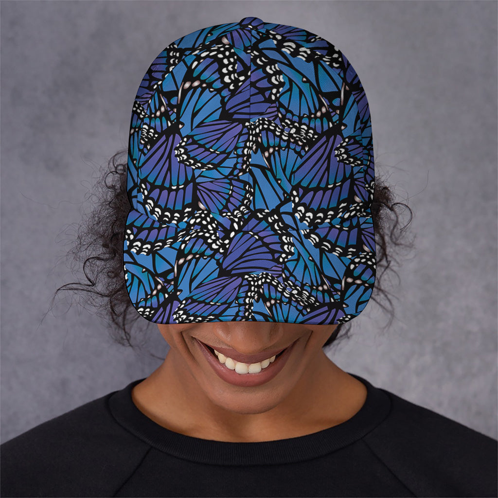 Blue Monarch Butterfly Wings Print Baseball Cap