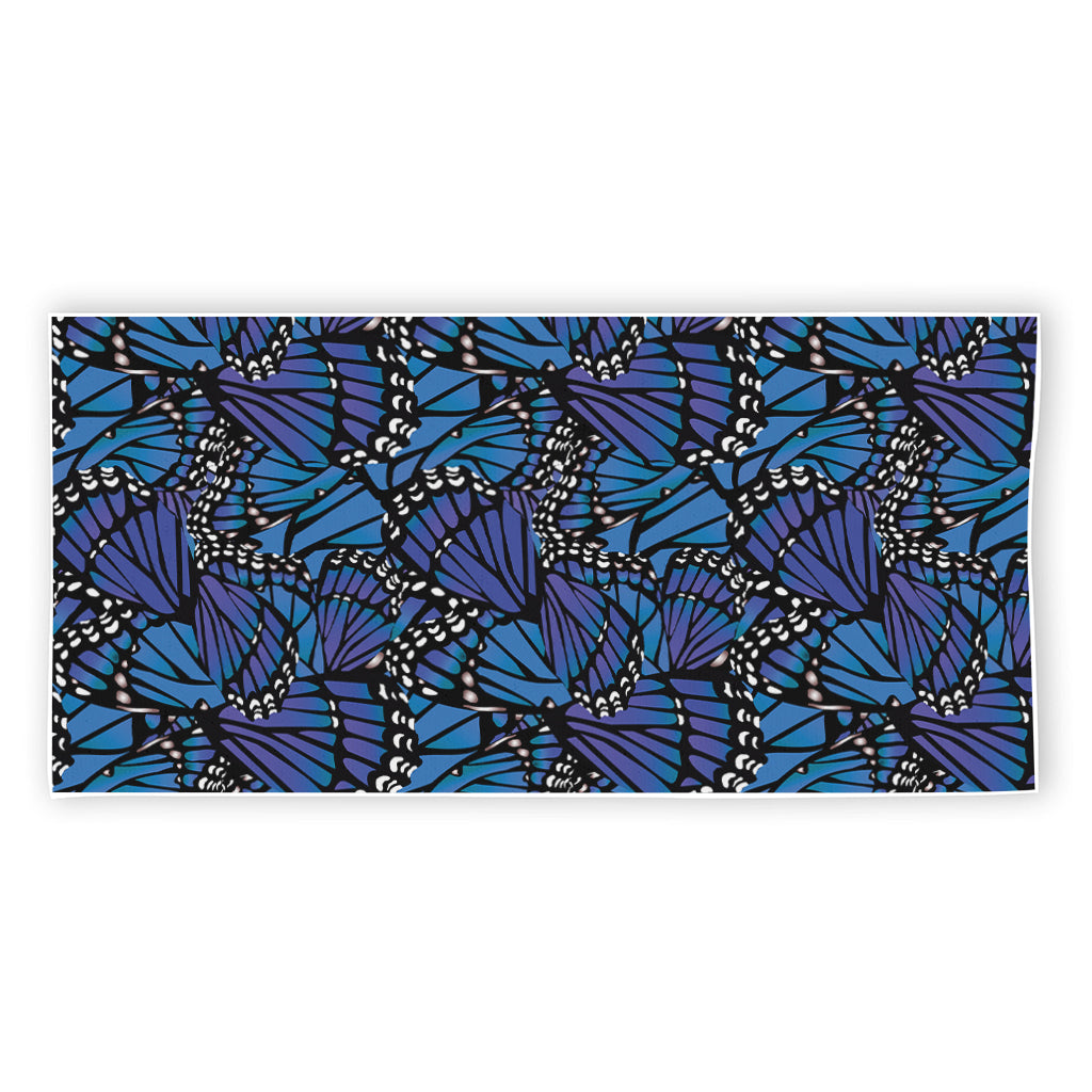 Blue Monarch Butterfly Wings Print Beach Towel