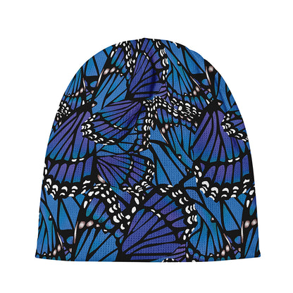 Blue Monarch Butterfly Wings Print Beanie