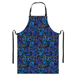 Blue Monarch Butterfly Wings Print Bib Apron With Pocket