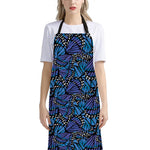 Blue Monarch Butterfly Wings Print Bib Apron With Pocket