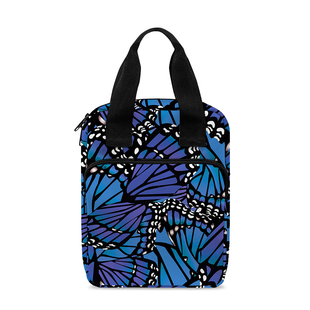 Blue Monarch Butterfly Wings Print Bible Tote Bag